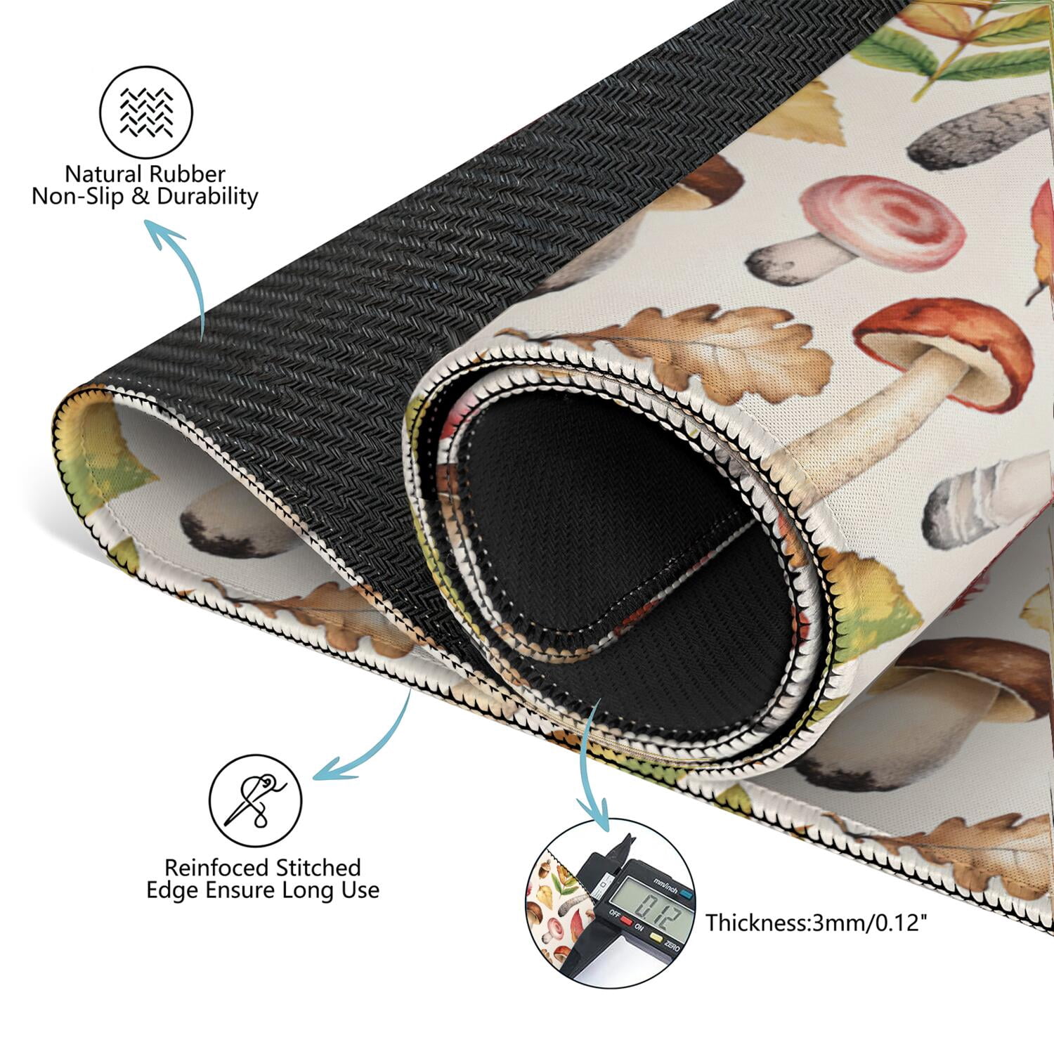 31.5 Inch Plants Style Mahjong Table Cover Made of High Quality Rubber Featuring Anti-Slip Non-Skid Backing and Noise Reducing Properties