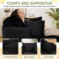 thumbnail image 6 of FFH 50" Oversized Round Chaise Lounge Chair, Boneless Cloud Sofa with Cylindrical Backrest Pillow, Plush Corduroy Black, 6 of 12