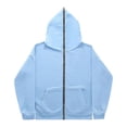 thumbnail image 3 of Hoodie Men Zaewscy Men's Solid Color Long Sleeved Hooded Sweatshirt With Zipper Cardigan Casual And Fashionable Top Light Blue XXS, 3 of 6
