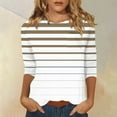 thumbnail image 2 of Women's Casual Striped Long Sleeve T-Shirt, Round Neck, Soft Comfortable Cotton Blend Top with Pocket, Red and White, 2 of 5