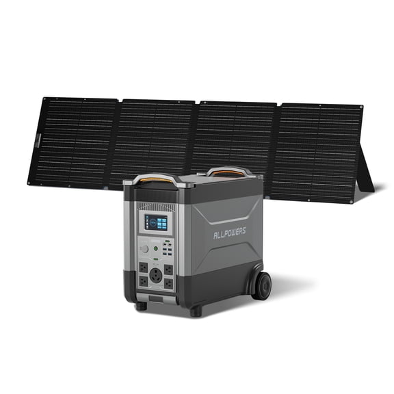ALLPOWERS R4000 Portable Solar Generator Kit, 200W Foldable Solar Panel with 3456Wh 4000W LiFePO4 Portable Power Station, for Outdoor Camping, Home Backup, RV, Emergency, [Shipping Separately]