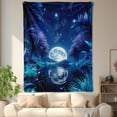 thumbnail image 4 of Night Scene Trees Reflection Starry Sky Cozy Flannel Blanket For Sofa Bed Travel Camping Living Room Office Chair Soft Warm Comfortable Polyester Gift For Family Or Friends, 4 of 10