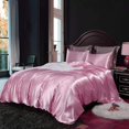 thumbnail image 4 of Soft Silk 7 PC Bed Sheet Set 15" Inches Deep Pocket (1 Fitted 1 Flat 2 Pillow Cases 1 Duvet Cover 2 Pillow Shams) 800 Thread Count Full Size Pink Solid, 4 of 5