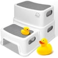 thumbnail image 1 of Taburete de 2 escalones para niños pequeños para lavabo de baño, taburete de entrenamiento para ir al baño, taburetes antideslizantes de plástico para bebés y niños pequeños con asa para encimera de, 1 of 6