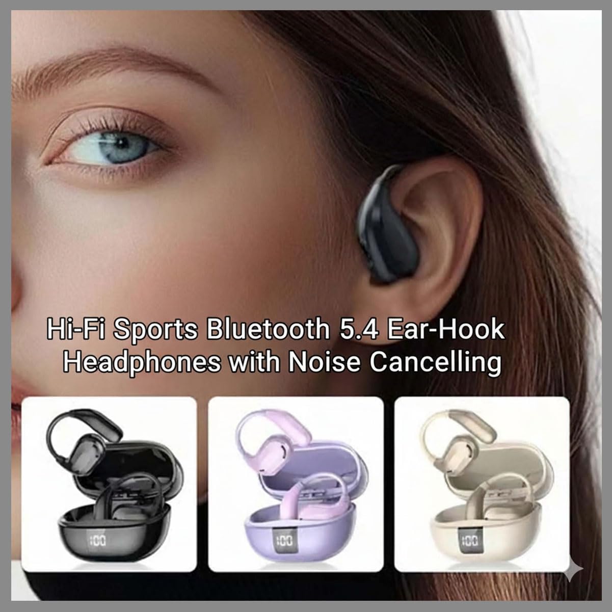 Hi-Fi Sports Bluetooth 5.4 Ear Hook Headphones With Noise Cancelling & Ai Translation, XT66 Sports Bluetooth 5.4 Ear Hook Headphones, 90 Hrs, IPX5 Waterproof Earphone For Workout/Running (Black)