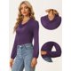 thumbnail image 2 of Blusa de Manga Larga con Cuello Fruncido para Mujer Blusa Informal Morado oscuro S, 2 of 5