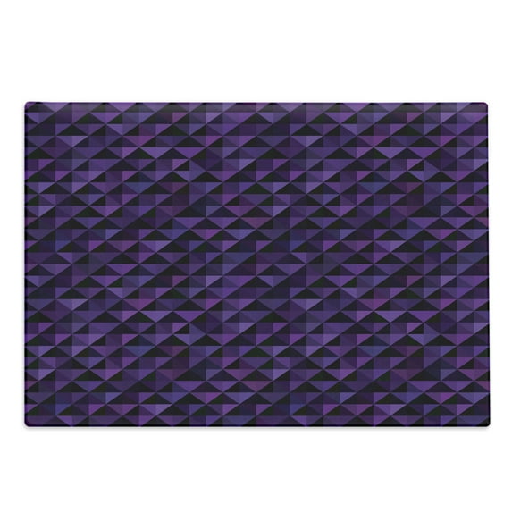 Geometric Cutting Board, Twentieth Century Style Expressionist Art Vibrant Colored Squares and Triangles, Decorative Tempered Glass Cutting and Serving Board, Large Size, Purple Black, by Ambesonne