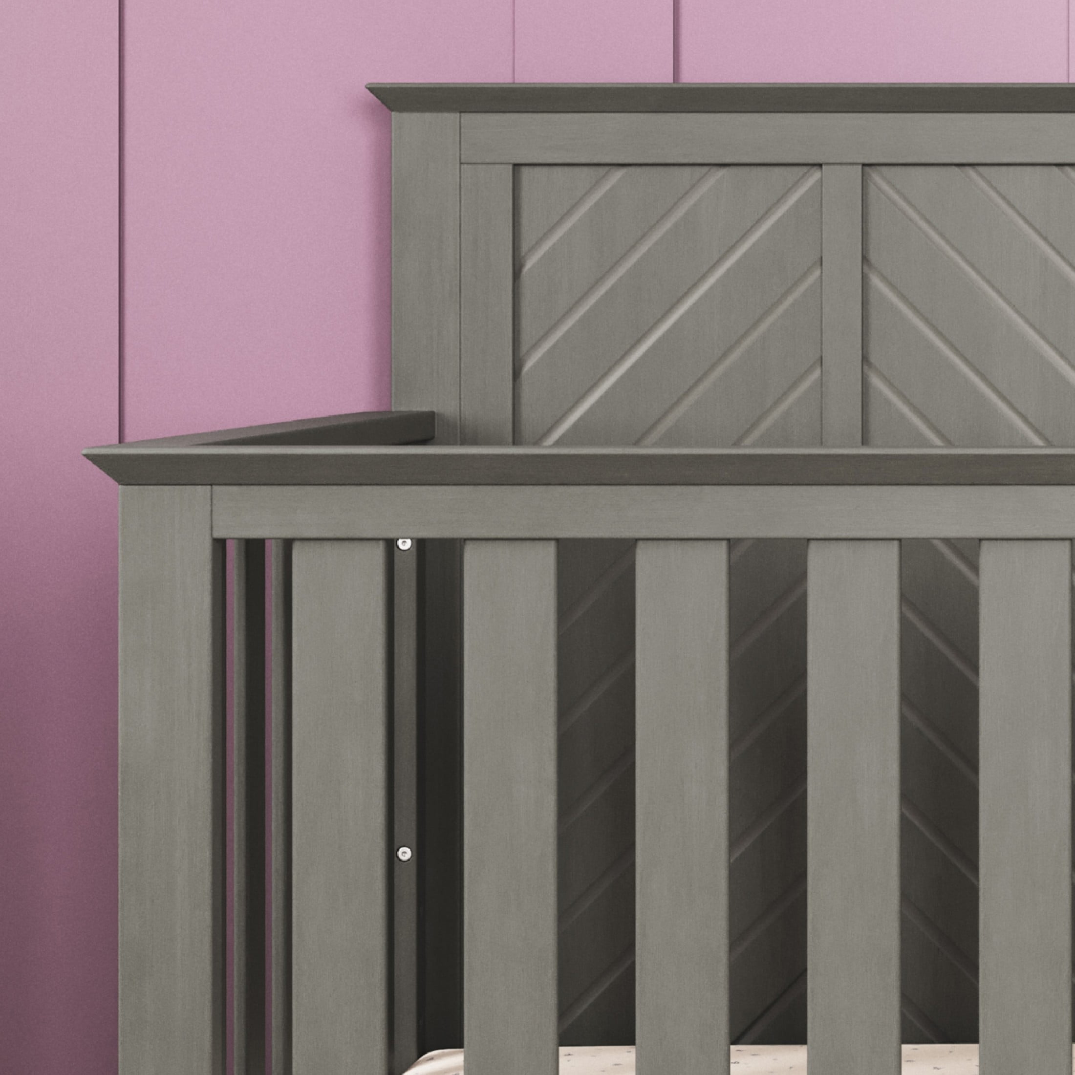 Child Craft Atwood Crib and Dresser Nursery Set, 4-in-1 Convertible Crib with 3-Drawer Dresser, Lunar Gray, 2-Piece