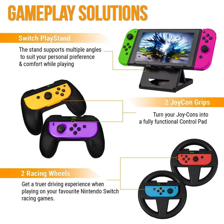 Accessories Bundle for Nintendo Switch OLED Model(2021): Super Kit with  Carrying Case, Screen Protector, Steering Wheels, Joycon Grips, Charging  Dock