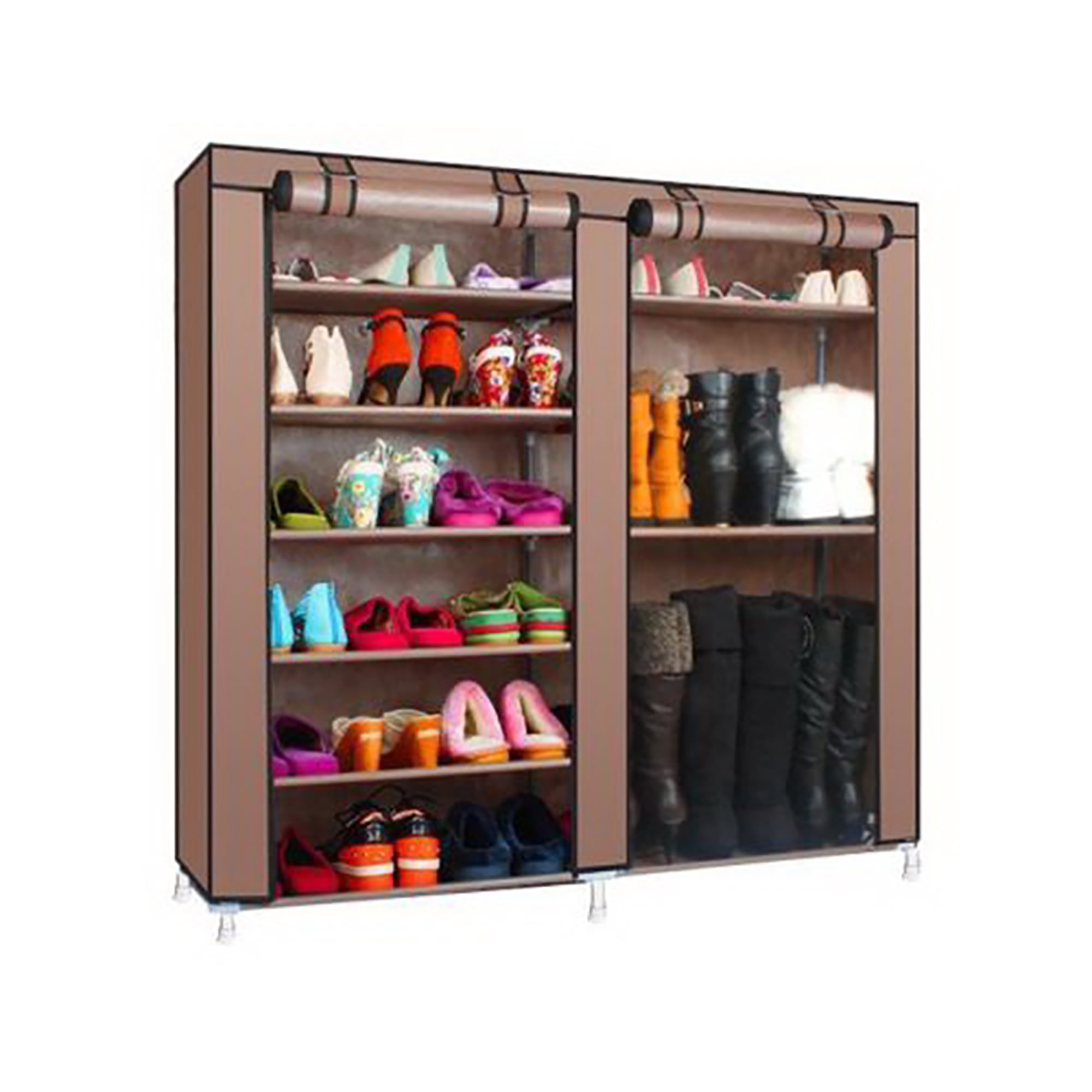 Double Rows 9 Lattices Shoe Rack Organizer, Wall Bench Shoe Cabinet with doors for Home, (42.13" L x 11.02" W x 44.09" H)