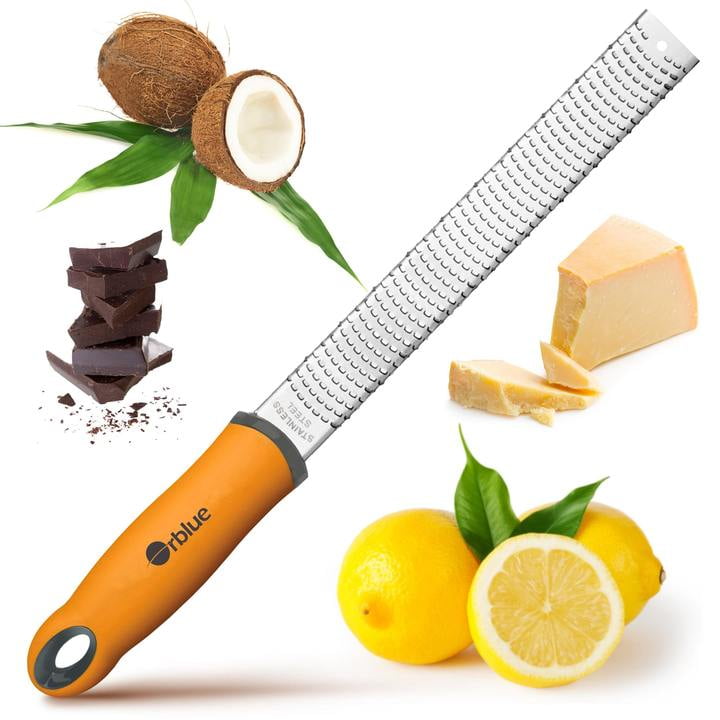 Orblue Pro Citrus Zester & Cheese Grater, Stainless Steel Lemon Zester