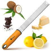 Orblue Pro Citrus Zester & Cheese Grater, Stainless Steel Lemon Zester Grater with Protect Cover - Orange