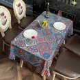 thumbnail image 2 of Red Floral Square Pattern Rectangle Tablecloth 60"x102",Waterproof Polyester Rectangle Table Cloth, Wipeable Spillproof Polyester Tablecloth for Dining, Camping, Indoor and Outdoor, 2 of 6
