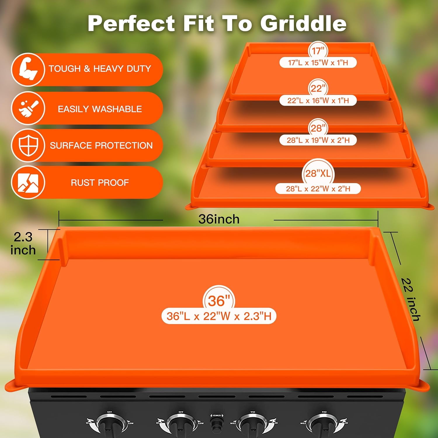 Griddle Mat Silicone Protective Cover, Full-Edge 28" Grill Cover Blackstone Accessories for Blackstone 28 Inch Griddle, Heavy Duty Food Grade Grill Cover