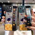 thumbnail image 2 of Funda de teléfono con soporte de banda de muñeca de astronauta para iPhone 14, 13, 12, 11 Pro Max, X, XS, XR, 7, 8 Plus, SE 2020, cubierta trasera de dibujos animados mate, 2 of 4