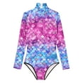 thumbnail image 3 of YUUMIN Ladies Mermaid One Piece Swimsuits Upf 50+ Long Sleeve Monokini Swimwear Blue&Purple 4XL, 3 of 6