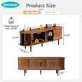 thumbnail image 2 of Kennkari 55" TV Stand with Sliding Doors for Living Room, TV Console with Storage Cabinet, Mid-Century Modern Style Entertainment Center, Media Console with Golden Handle (Walnut,55"), 2 of 12