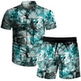 thumbnail image 5 of Danhjin Men's Hawaiian Shirt and Short Pants 2 Piece Vacation Outfits Sets Casual Button Down Beach Floral Suits on Clearance, 5 of 9