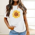 thumbnail image 2 of Babysbule Shirts for Women Women's Fashion Round Neck Short Sleeve Easter Sunflower Print Tops, 2 of 7