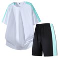 thumbnail image 6 of hotojiny Mens Short Sets 2 Piece Outfits Casual Summer Tracksuits Fashion Short Sleeve T Shirt and Shorts Set Sweatsuit(White,X-Large), 6 of 6