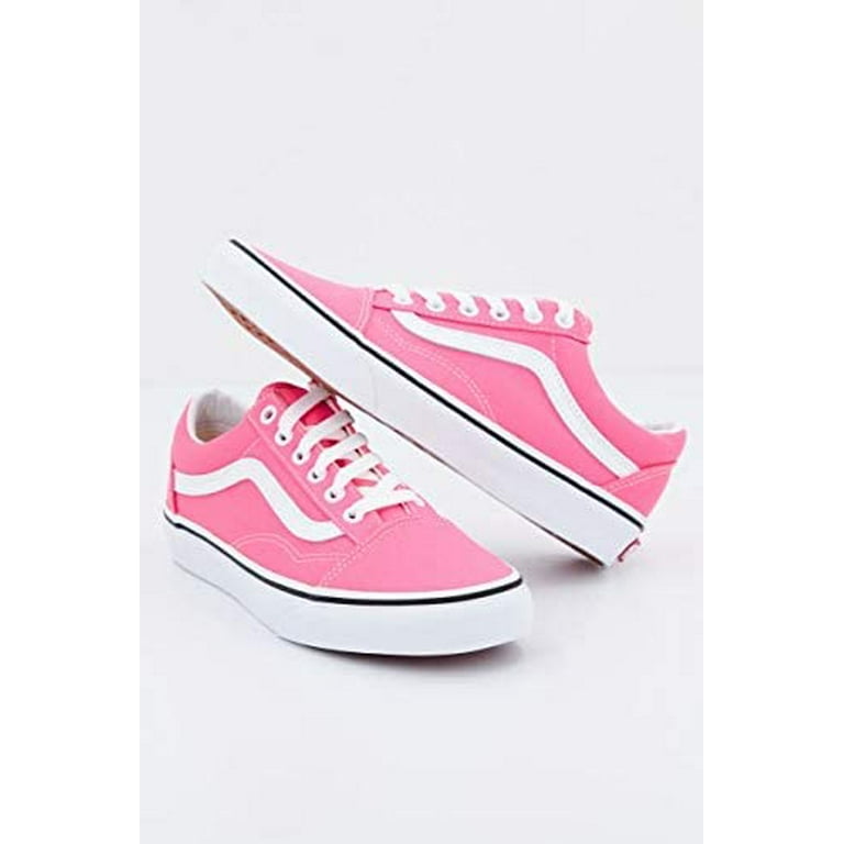 Vans Unisex Old Skool Classic Skate Shoes 7 Women 5.5 Men Neon Knockout Pink True White Walmart