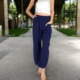 thumbnail image 3 of Women's Wide-Leg Elastic Waist Pants with Side Pockets - Large, Navy, 3 of 7