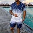 thumbnail image 2 of VBTAPA Sales Today Clearance! Summer Outfits for Men 2 Piece Printed Polo Shirt and Shorts Set Fashion Casual Vacation Beach Tracksuit with Pockets Navy L, 2 of 9