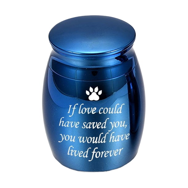 Billuyoard Impresión de urna con estampado de animales queridos de metal, pensada para las necesidades de almacenamiento, corroe el acero de los Memoriales de mascotas azul