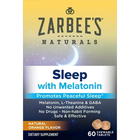4 Pack - Zarbee's Naturals Adult Sleep Chewable Tablets - Natural Orange Flavor - 60 ct