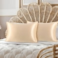thumbnail image 2 of PiccoCasa Soft Silky Satin Pillowcases Zipper Set of 2, Champagne Standard(21"x27"), 2 of 6