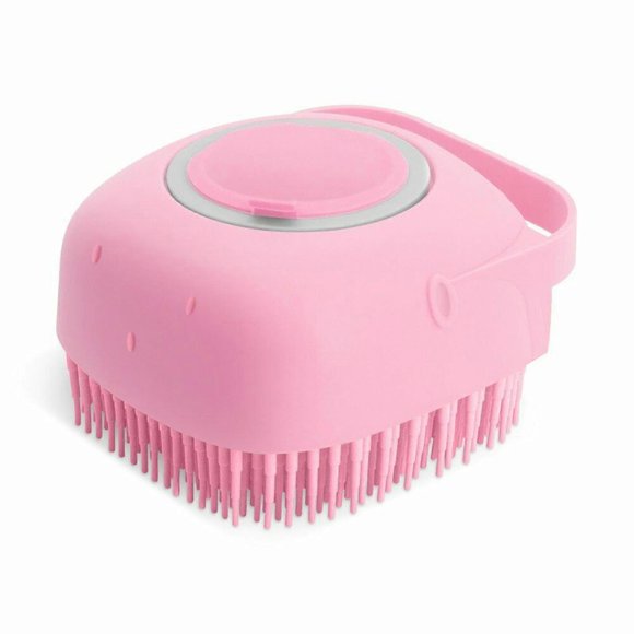 New Hot Bathroom Puppy Big Dog Cat Bath Massage Gloves Brush Soft Safety Silicone Pet Accessories for Dogs Cats Tools pink