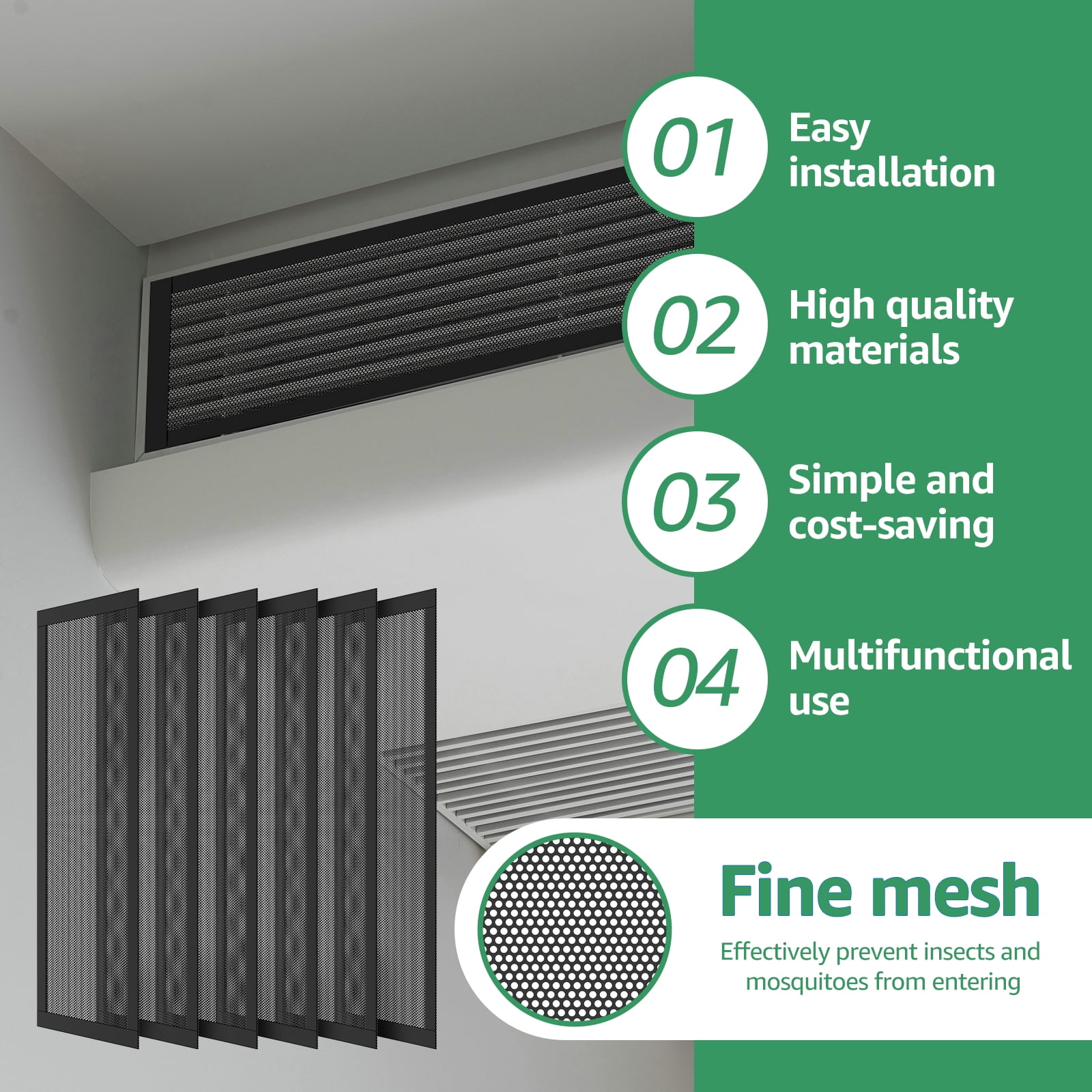8 Pack Magnetic Mesh Floor Vent Covers 10x4 Inch Rectangle Vent Screens Filter for Home Floor Wall Ceiling Dust Catch Hair Toys Black