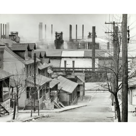 Houses and Steelmill Poster Print by Science Source