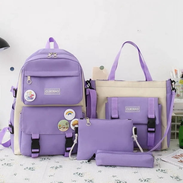 4pcs Sets Kawaii Girls Backpack For Student School Bag Teenager Girls Schoolbag Large Capacity Backpack Women Travel Rucksack