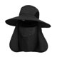 thumbnail image 1 of Sombrero para el sol de ala ancha con solapa para el cuello y protección UV, color negro, 1 of 1
