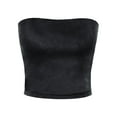 thumbnail image 1 of MixMatchy Women's Causal Strapless Double layered Basic Faux Suede Sexy Tube Top, 1 of 4