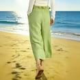 thumbnail image 4 of XFLWAM Capri Pants for Women Linen Drawstring High Waisted Palazzo Pants Summer Casual Wide Leg Lounge Cropped Pants with Pockets, 4 of 7