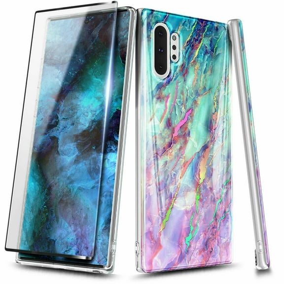 For Samsung Galaxy Note 10 Case, with HD Film Screen Protector (Full Coverage), Ultra Slim Thin Glossy Stylish, Gold Glitter Marble Design Phone Cover - Nova