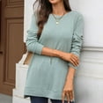 thumbnail image 4 of Maplenight Crew Neck Tops for Women Knit Long Sleeve Casual Tunic Sweaters Solid Side Slit Womens Pullover Tops for Fall Winter, 4 of 7
