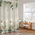 thumbnail image 4 of Eucalyptus Leaf Chamomile Shower Curtain, Vintage White Floral Rustic Green Plant Linen Texture Waterproof Shower Curtain Set with 12 Hooks Lightweight Bath Curtains Fabric Bath Decor 72x84 Inches, 4 of 9