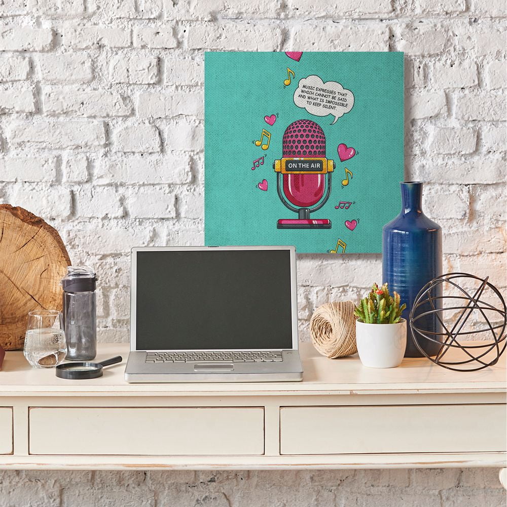 Stupell Industries Music Expresses Vintage Comic Book Blue Pink Design Canvas Wall Art by Ester Kay
