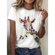 thumbnail image 1 of Women's Colorful Giraffe Print T-Shirt - Casual Short Sleeve Crew Neck Top, Vibrant Geometric Design, Soft & Comfortable Fabric, Perfect for Casual Attire, Allseason Fashion | Machine Washable Sh, 1 of 6