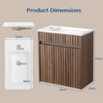 thumbnail image 6 of Ktaxon Modern Floating 18" Bathroom Vanity Cabinet with Sink Top, Fluted Wall Mounted Bathroom Storage Cabinet, Walnut, 6 of 9
