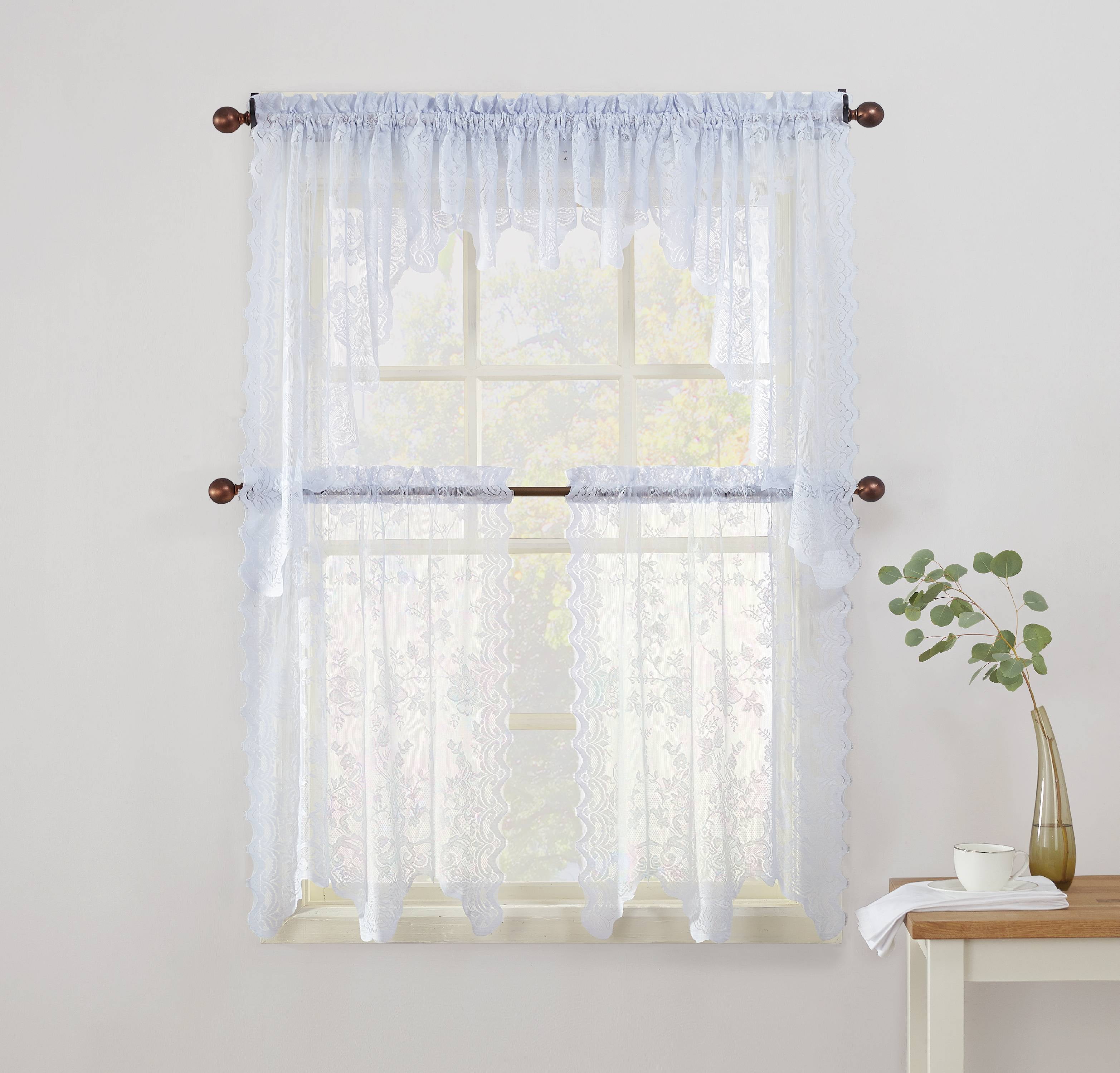 No 918 Alison Sheer Lace Kitchen Curtain Valance Tier Or Swag