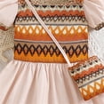 thumbnail image 4 of XEGLSBU Dresses for Girls 7-8 Formal Bohemian Style Girls Patchwork Color Dress with Puff Short Sleeves Casual Summer Play Outfit Beige Size 7-8 Years, 4 of 6
