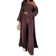 thumbnail image 1 of Conjunto Deportivo de Piezas para Mujer, de Otoño, para Estar en Casa, con Camiseta de Larga y Pantalón Deportivo de Cintura Alta Marrón Oscuro L, 1 of 9