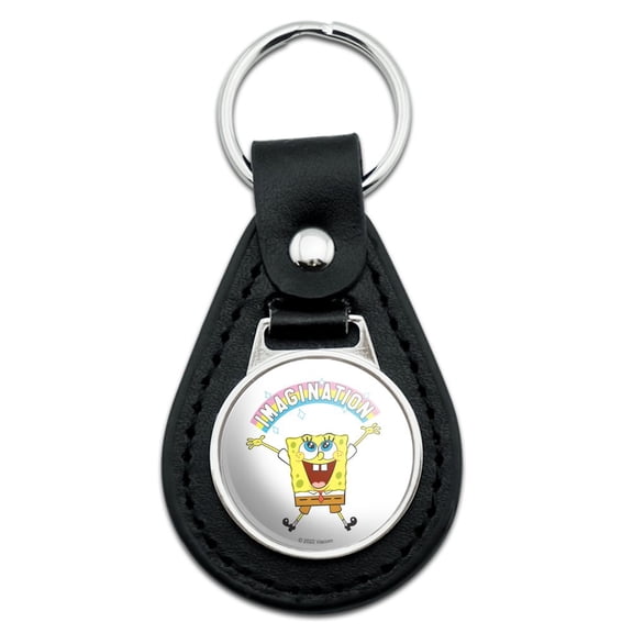 Spongebob Imagination Rainbow Black Leather Keychain