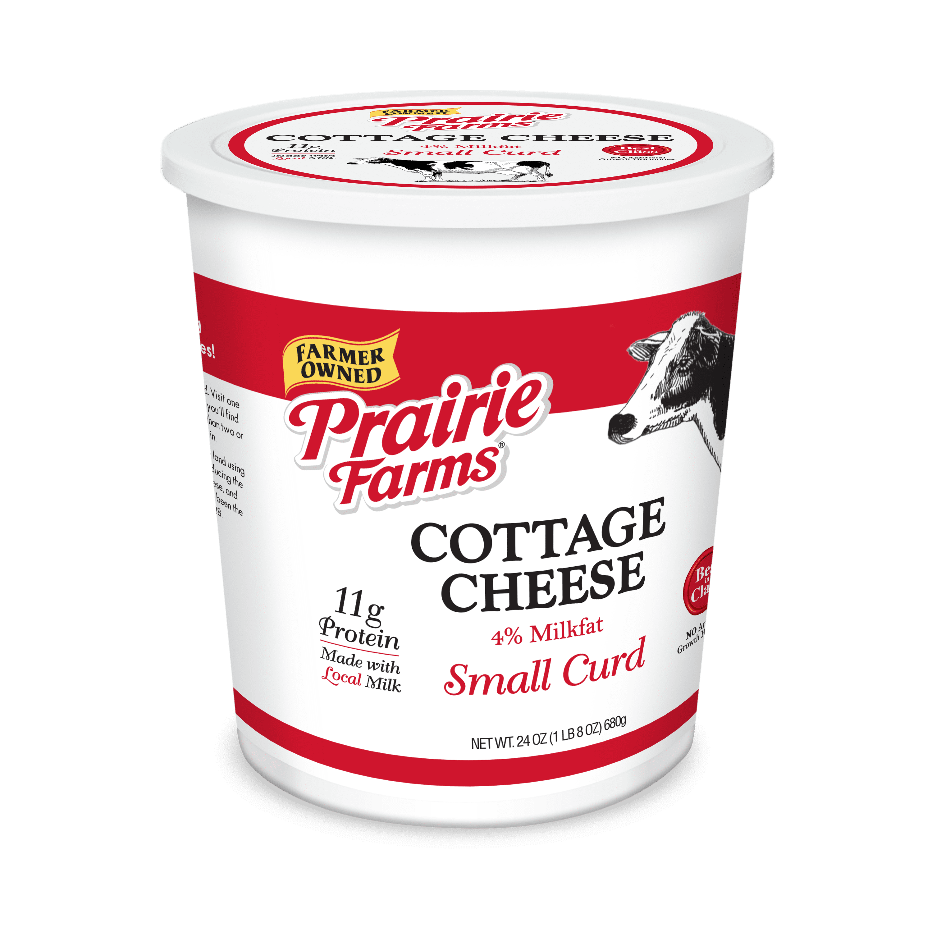 Prairie Farms 4% Small Curd Cottage Cheese, 24 oz Tub