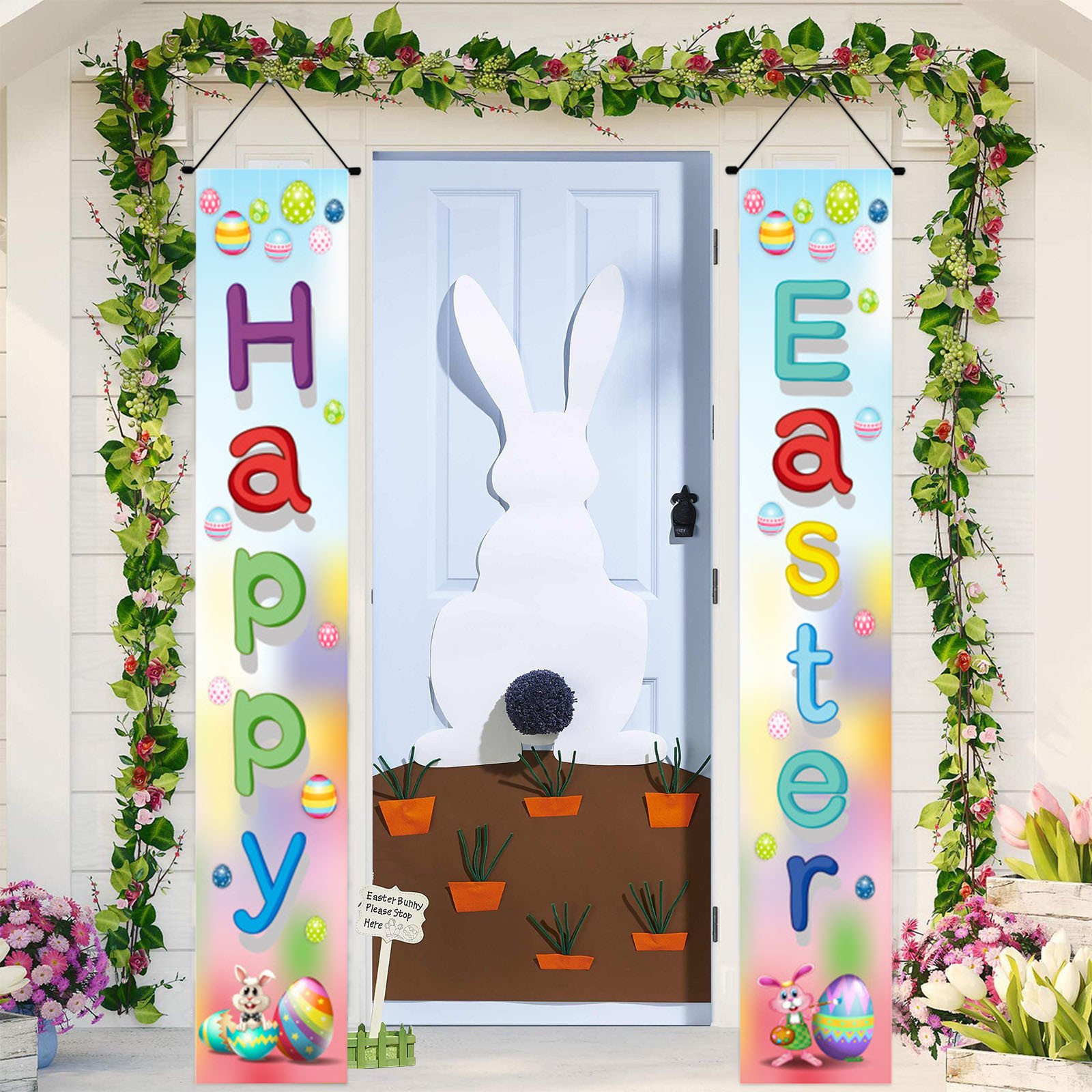 Welcome Bunny Porch Sign Banner,2pcs Happy Easter Door Banner Decoration  Mouse Theme Bunny Easter Front Door Welcome Sign Hanging Banner for Spring  Theme Easter Supplies - Walmart.com, image size:1600x1600