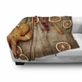 thumbnail image 3 of Gingerbread Man Soft Flannel Fleece Blanket, Rustic Composition with Holly Berry Orange Slice Cinnamon and Biscuit, Cozy Plush for Indoor and Outdoor Use, 60" x 80", Brown Orange Red, by Ambesonne, 3 of 6
